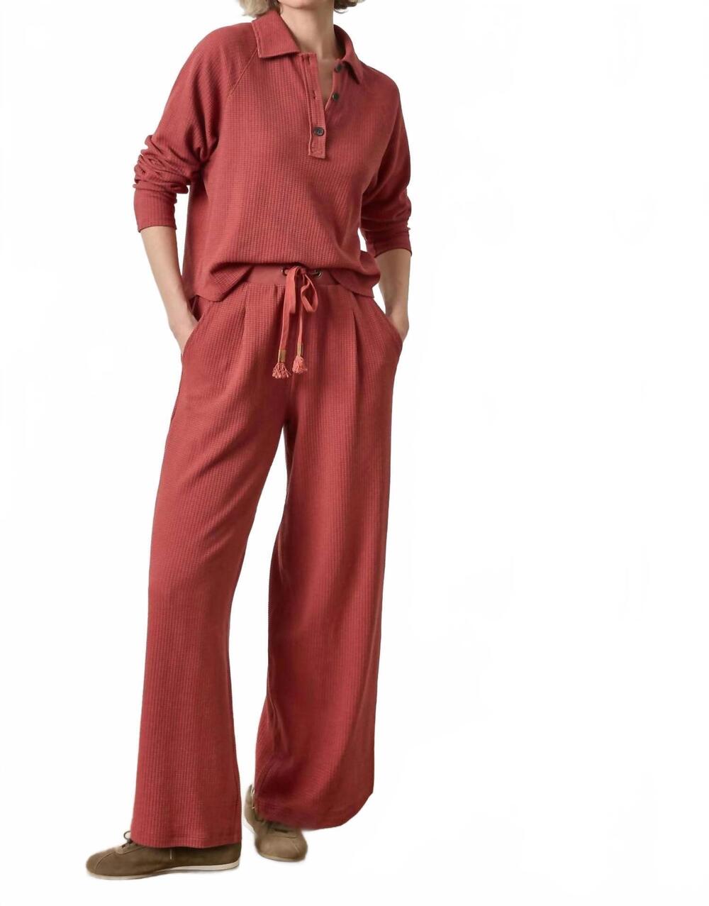 NEW LILLA P full length pleated pants in henna